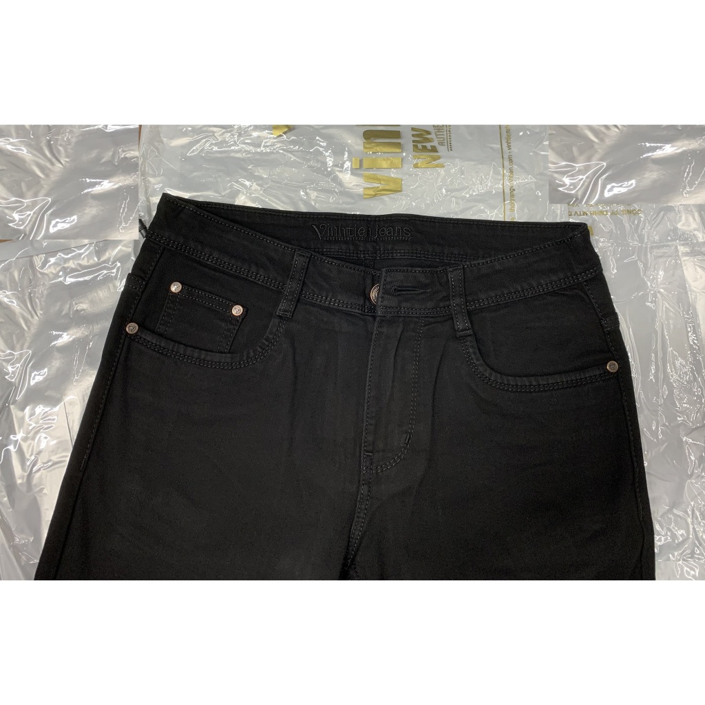 Quần Jeans Cotton Vĩnh Tiến Cao Cấp QB559 Đen Trơn