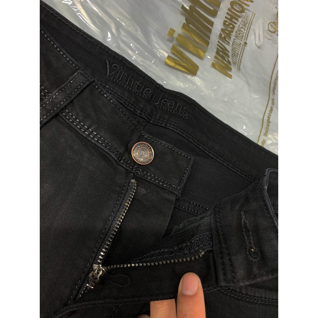 Quần Jeans Cotton Vĩnh Tiến Cao Cấp QB559 Đen Trơn