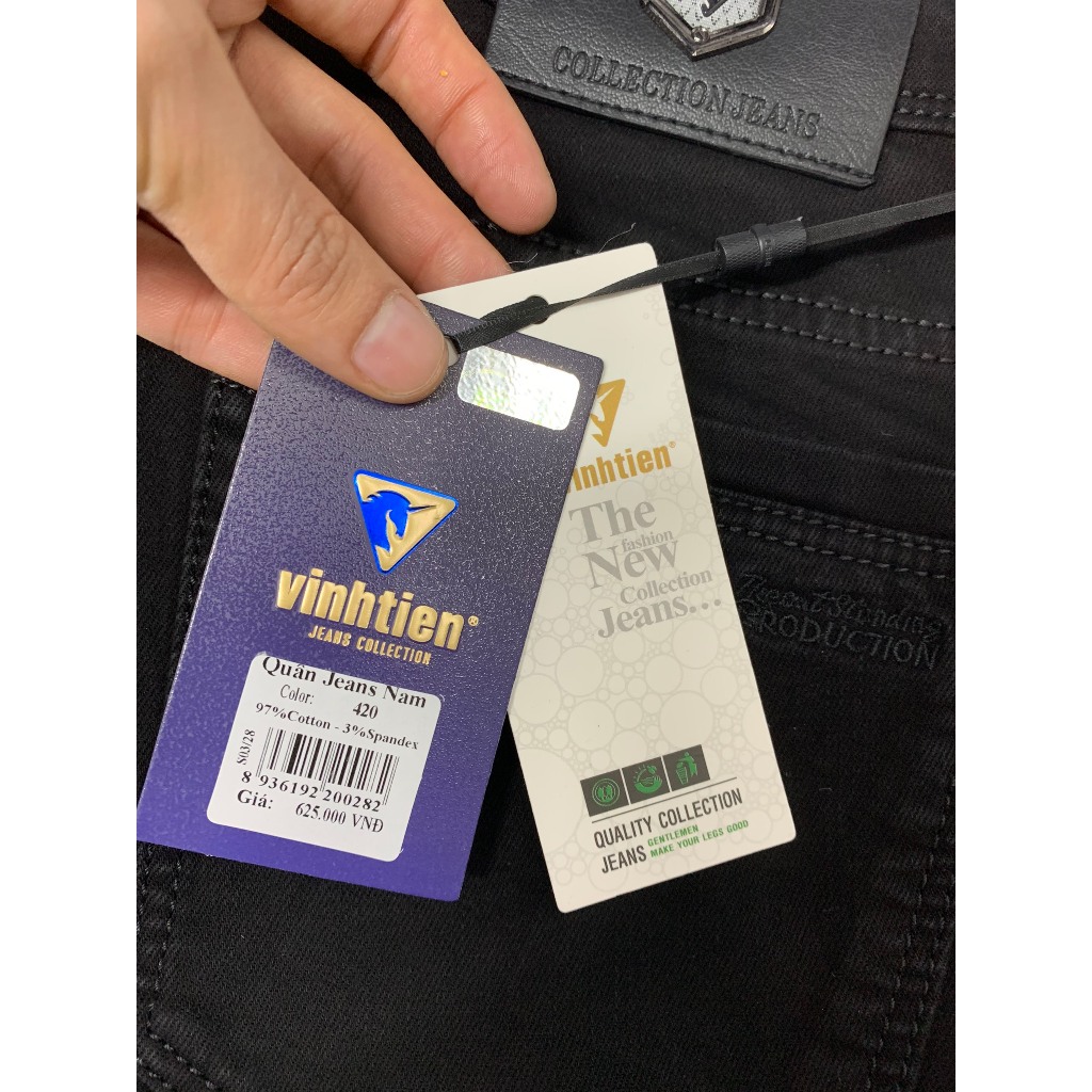 Quần Jeans Cotton Vĩnh Tiến Cao Cấp QB559 Đen Trơn