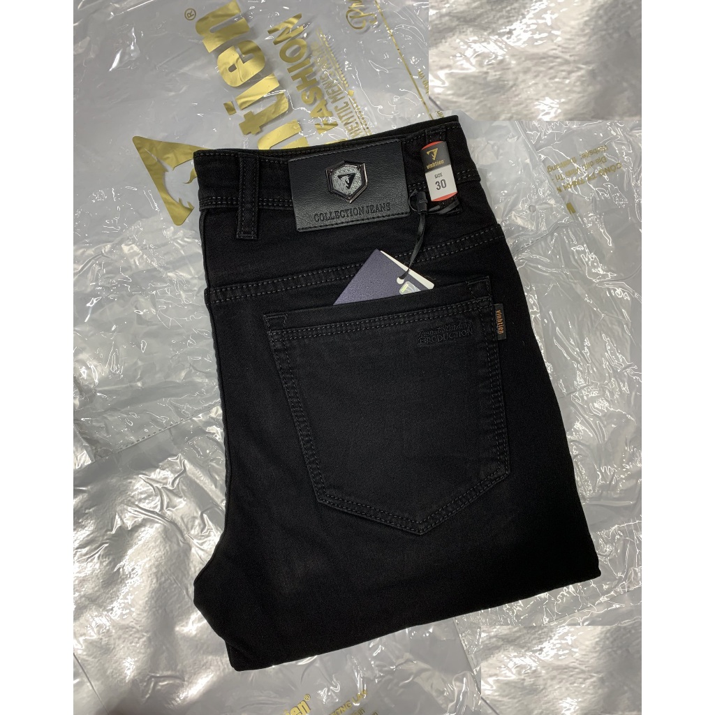 Quần Jeans Cotton Vĩnh Tiến Cao Cấp QB559 Đen Trơn