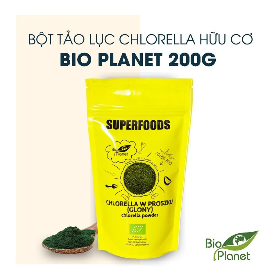 Bột tảo lục Chlorella hữu cơ Bio Planet 200g
