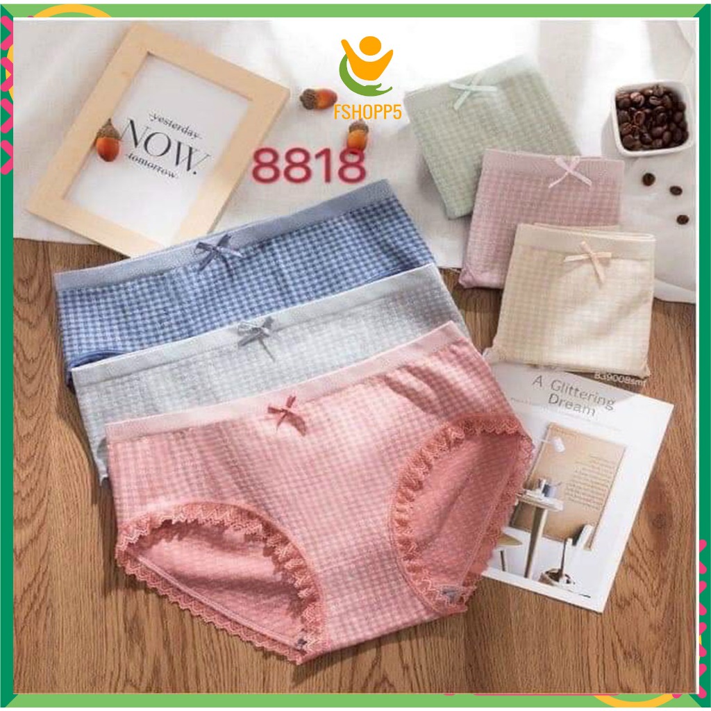 SET 3 Quần lót cotton HAVANA kẻ caro freesize 40-55kg mã quần chip LOTNU02