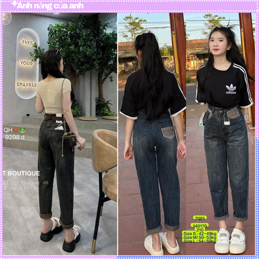 Quân jean baggy nữ thời trang màu xanh xám, quần bò nữ xinh xắn chất mịn đẹp | BigBuy360 - bigbuy360.vn