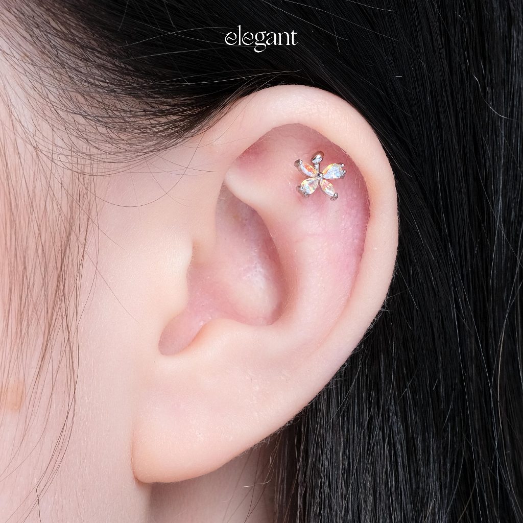 Khuyên tai đá màu CRYSTAL COLOR FLOWER Elegant