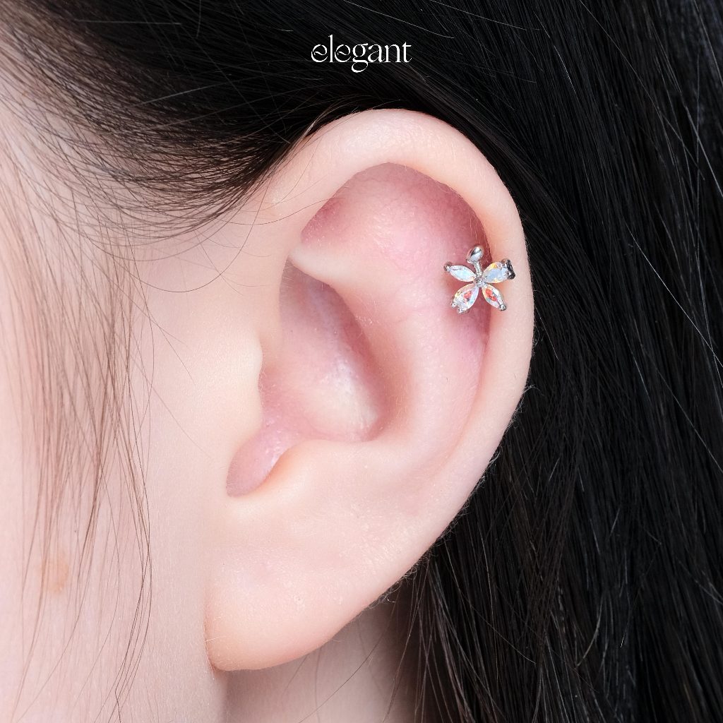 Khuyên tai đá màu CRYSTAL COLOR FLOWER Elegant