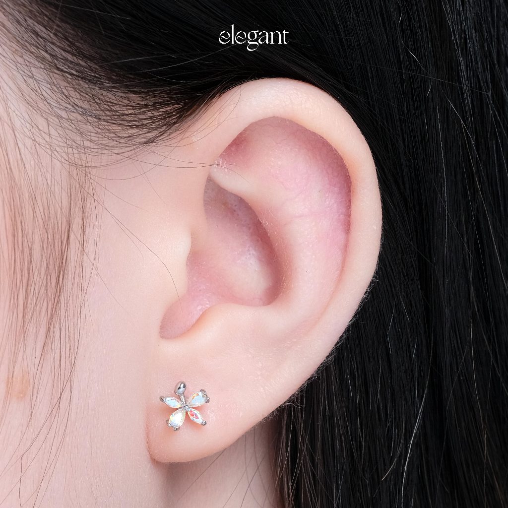 Khuyên tai đá màu CRYSTAL COLOR FLOWER Elegant