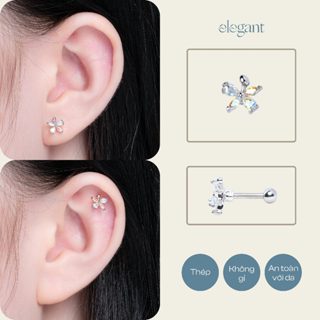 Khuyên tai đá màu CRYSTAL COLOR FLOWER Elegant (Giá 1 chiếc)