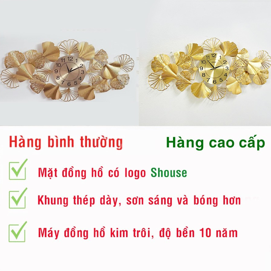 Đồng Hồ Treo Tường Trang Trí Phòng Khách Shouse DL118 kim trôi nghệ thuật kích thước cỡ lớn