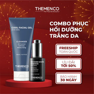 Combo phục hồi dưỡng trắng ,Phục Hồi, Kiềm Dầu The Menco Recomen White Essences 30ml và Cool Facial Gel 120ml