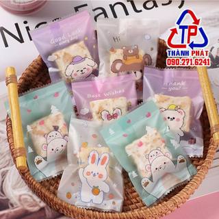 100 Túi bánh qui hình thỏ gấu 7cm x 10cm đựng bánh quy, bánh hạnh nhân, kẹo nougat