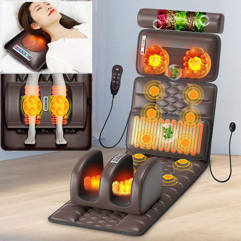 Đệm Mát Xa Toàn Thân 9 Cấp Độ, Nệm Massage Lưng Kèm Gối Thảo Mộc và Massage Chân, Thảm Mát Xa Lưng