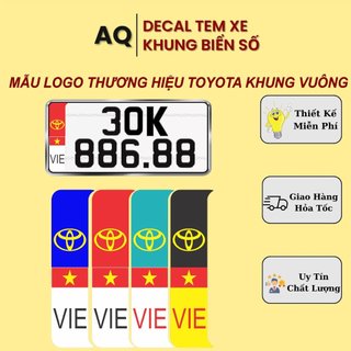 Tem dán cờ hông khung vuông biển số xe ô tô toyota - miếng dán khung vuông biển số xe, logo cờ dán biển số xe vuông