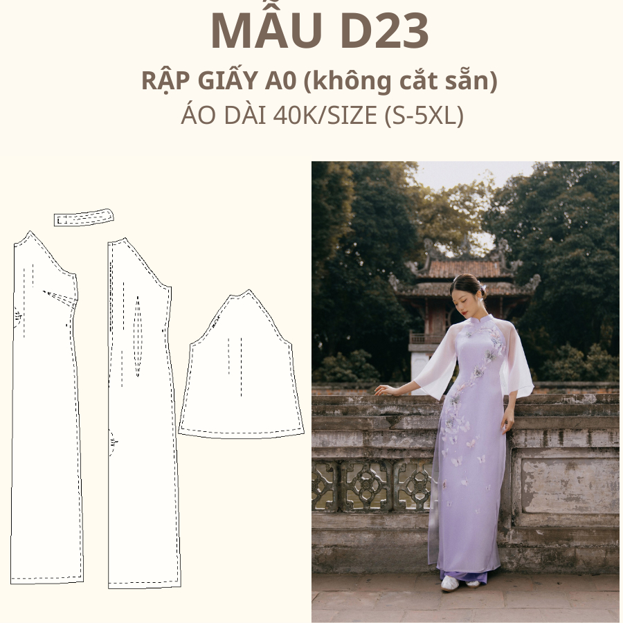 RẬP GIẤY A0 ÁO DÀI DÁNG SUÔNG D23