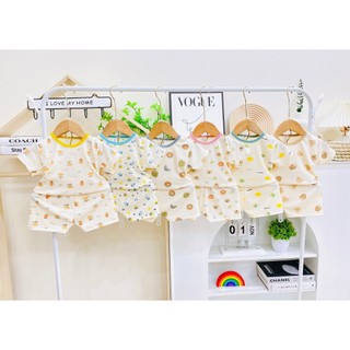 Combo 4 Bộ cộc tay cho bé trai gái chất vải thun tăm lạnh co dãn 4 chiều 6-16kg