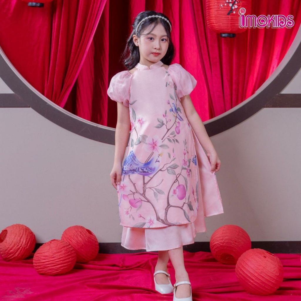 Áo dài bé gái 10-32kg June With Love, Oli River áo dài cách tân cho bé mặc tết xinh xắn, dễ thương