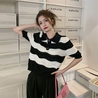 Áo mongtoghi dáng lửng MIHAE 1, áo dệt kim Quảng Châu ( Mã K6)