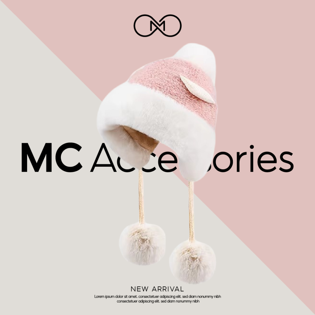 Mũ Len Tai Cáo Mc Mr & Mrs Cap Lông Dày Mịn Chất Dày Ấm Áp Có Dây Quai JML12