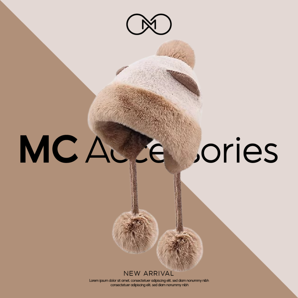 Mũ Len Tai Cáo Mc Mr & Mrs Cap Lông Dày Mịn Chất Dày Ấm Áp Có Dây Quai JML12