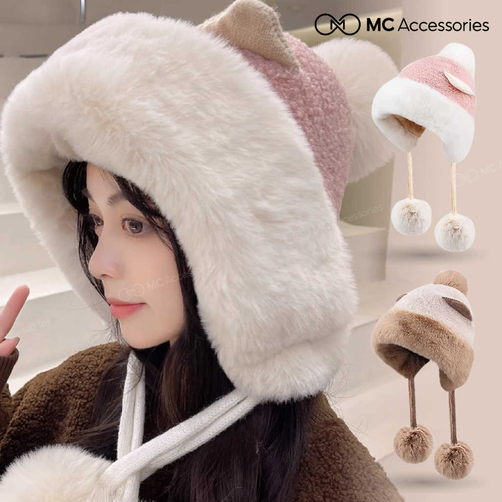 Mũ Len Tai Cáo Mc Mr & Mrs Cap Lông Dày Mịn Chất Dày Ấm Áp Có Dây Quai JML12