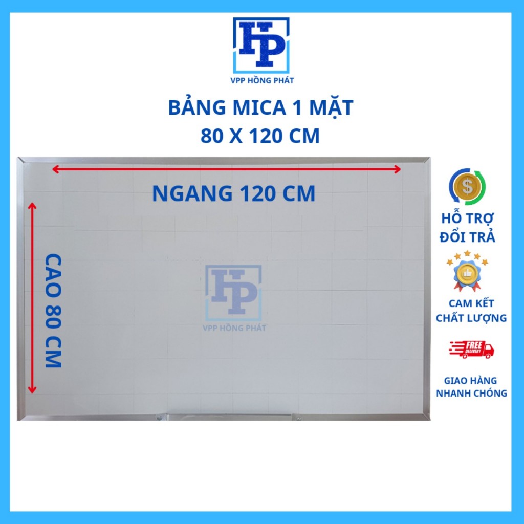 Bảng Viết Bút Lông Bảng Trắng Viết Bút Lông Treo Tường SIZE 80x120 cm - Bảng Mica Trắng vpp hồng phát