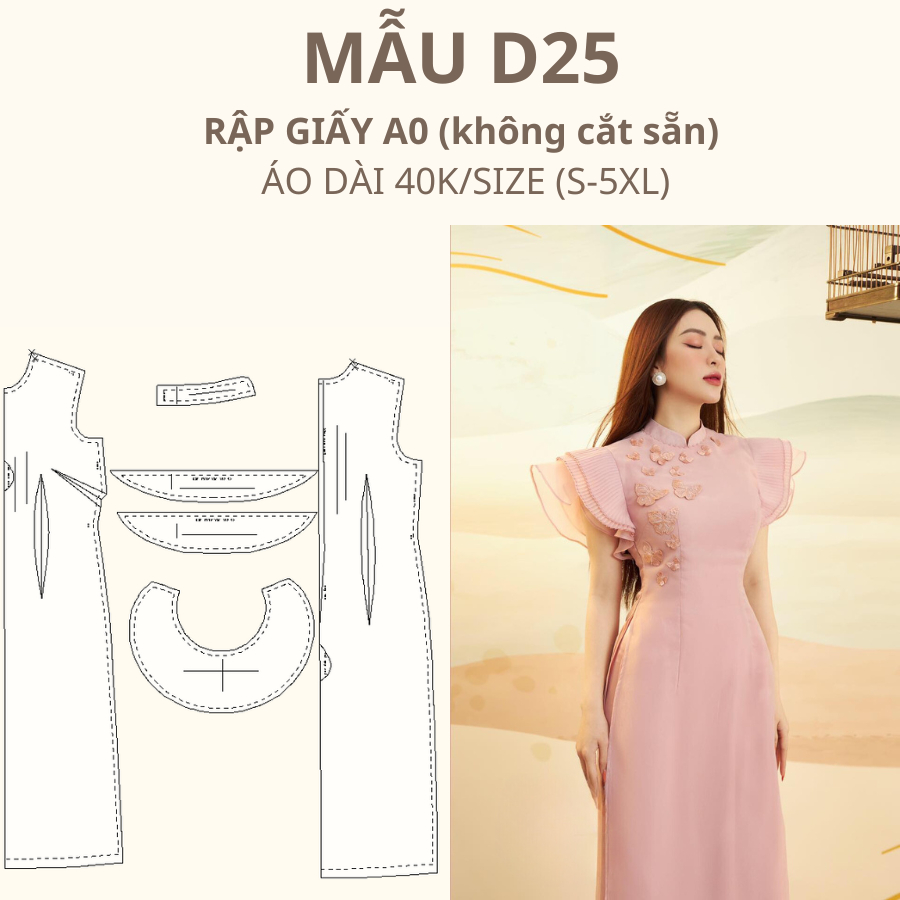 RẬP GIẤY A0 ÁO DÀI D25 (SP LÀ GIẤY KHÔNG PHẢI QUẦN ÁO)