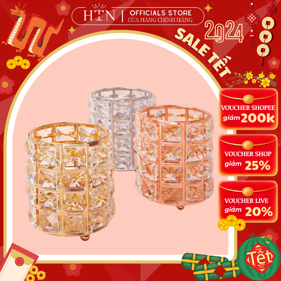 Cốc để cọ trang điểm pha lê cao cấp Cheap Nail, Lọ đựng cọ làm móng để bàn