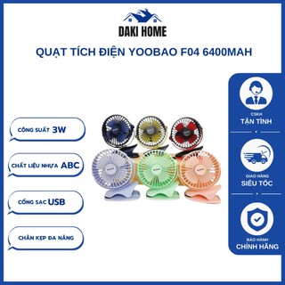 Quạt sạc mini để bàn/ kẹp nôi YOOBAO F04 6400mah Xoay 360 độ Chạy 16 giờ liên tục | Phân phối Chính hãng - Bảo hành 12T