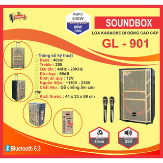 Loa kéo karaoke gl 901 - bass 40cm công xuất max 640w tặng 2 micro zl.08.58.58.95.95