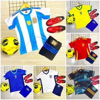 Quần áo bóng đá trẻ em đồ đá banh trẻ em Argentina 3 sao Logo Thêu- Thun Lạnh Cao Cấp, Không Nhăn, Không Xù Lông B26