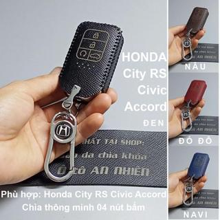 Bao da móc khoá bọc ốp chìa khoá xe ô tô Honda City RS Civic Accord da bò Honda13