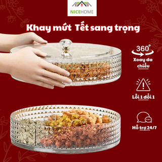 [Xoay 360 độ] Khay Đựng Bánh Kẹo Tết 2 Tầng Có Khe Cắm Điện Thoại Tiện Lợi 2 Tầng và 1 Tầng Đựng Mứt Tết