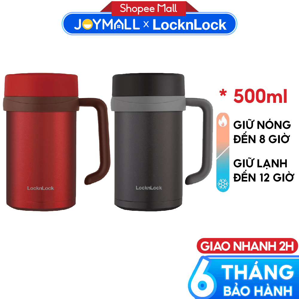 Ly giữ nhiệt Lock&Lock 500ml có tay cầm New Basic Table LHC4026 - Hàng chính hãng, miệng ly rộng - JoyMall