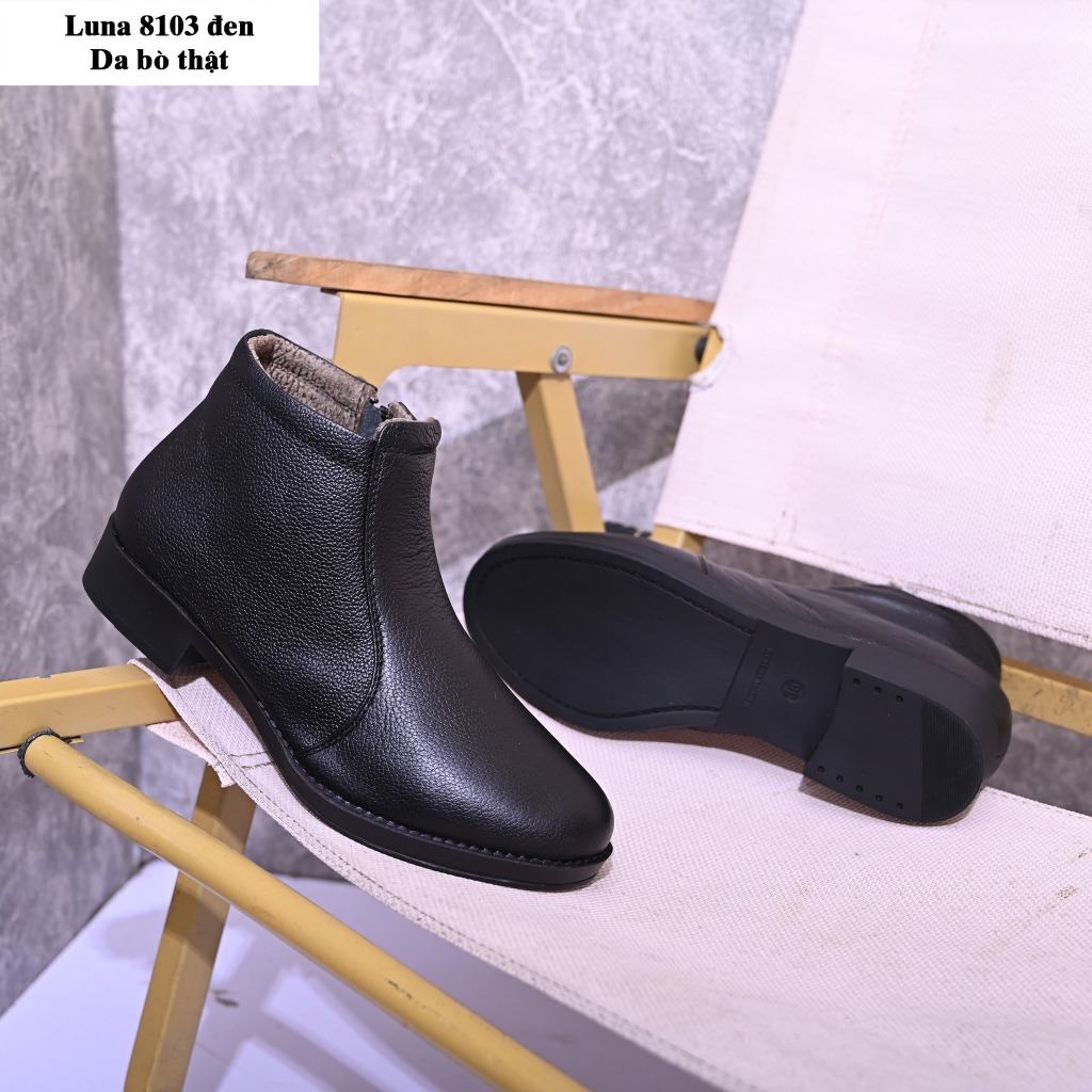 Giày Bốt Nữ Boot nữ LUNASHOES 8103 Da bò 100% cao 3p đế tpr chống trơn lót siêu êm bảo hành 2 năm