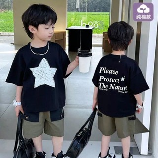 Bộ áo cotton ngôi sao quần kaki hot trend cho bé trai từ 8-32kg- ---MÃ NGÔI SAO