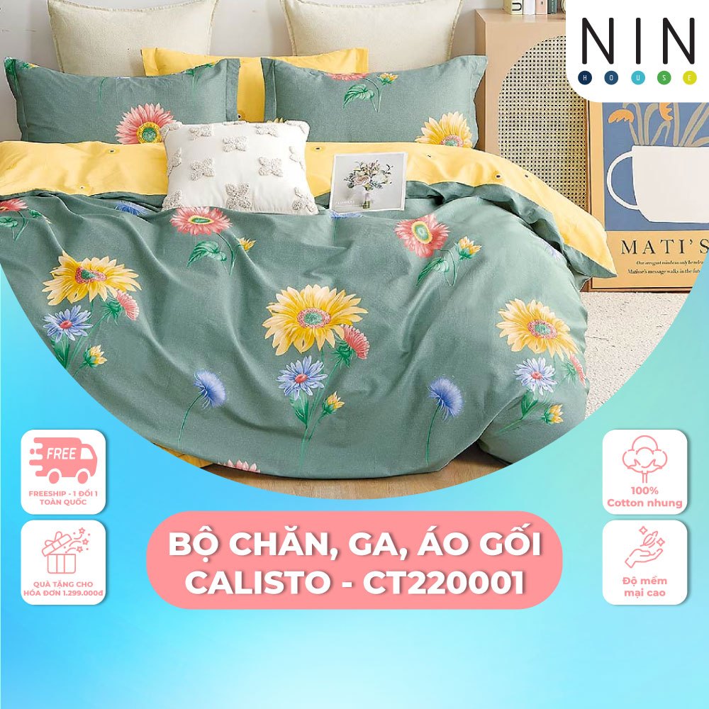 Bộ 5 món ga giường, áo gối kèm mền NIN Calisto - CT220001