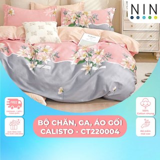 Bộ 5 món drap, áo gối kèm mền nin calisto - ct220004
