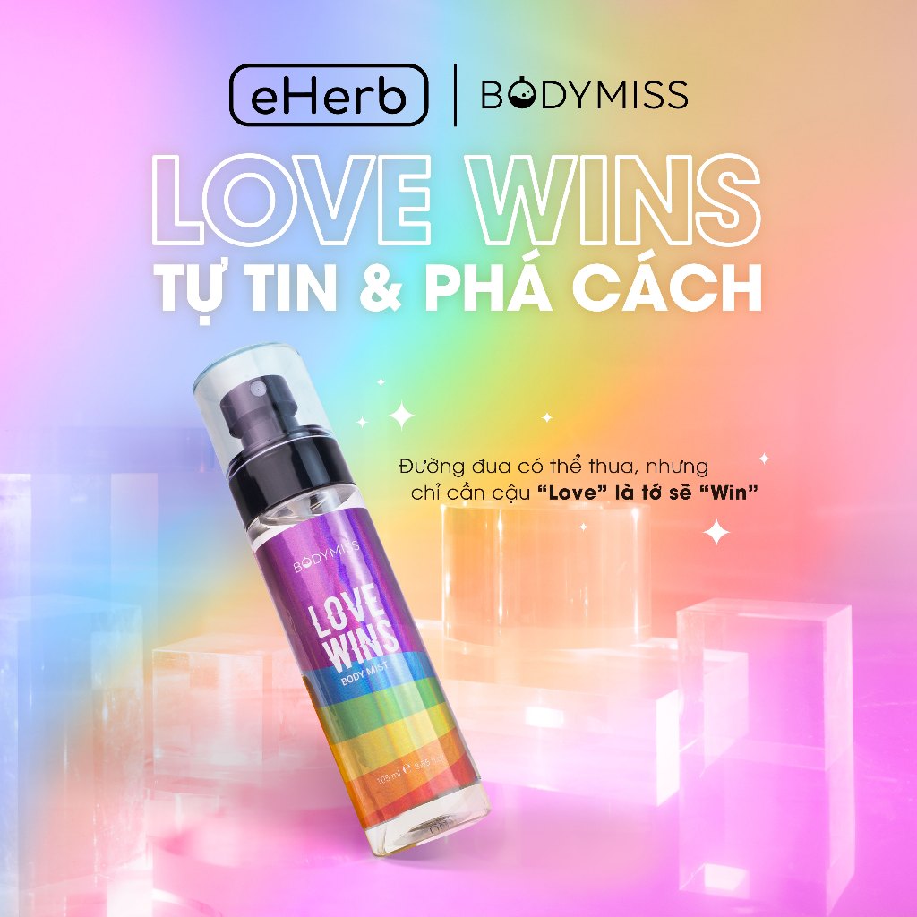 Bodymist nước hoa Love Wins mùi ngọt, hương hoa & trái cây nhiệt đới BODYMISS 105ml (Chai)