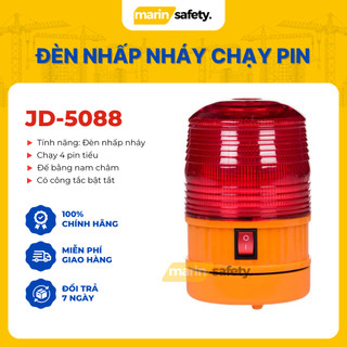 Đèn cảnh báo công trình thi công, đèn led cảnh báo tín hiệu JD-5088 sử dụng pin, đế có nam châm