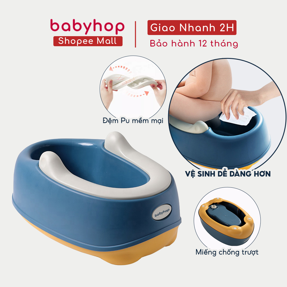 Bô vệ sinh dọn rửa cho bé Babyhop phù hợp với trẻ em từ 8 tháng tuổi có ống nước chống trơn trượt 2 màu