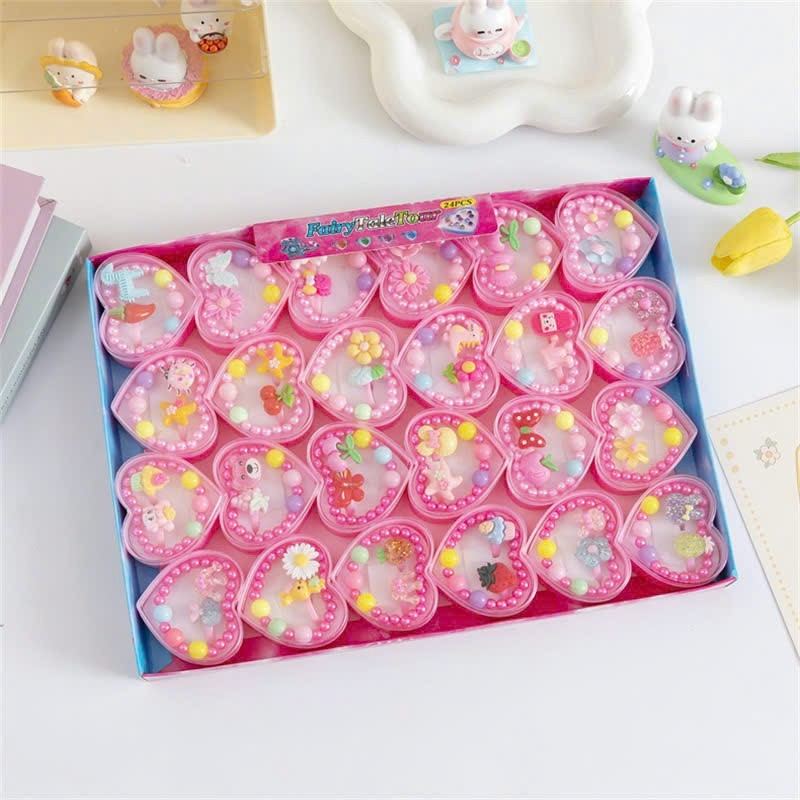 Hộp nhẫn nhựa xinh xắn quà tặng cho bé siêu đáng yêu gồm 2 nhẫn kèm vòng đeo tay đẹp xinh