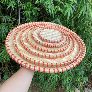 Mẹt tre thủ công 15cm-40cm, viền đỏ và viền mây phục vụ nhà hàng, trang trí
