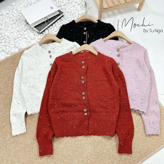 Áo khoác len cardigan vặn thừng cổ tròn cài khuy dày dặn vintage Hàn Quốc