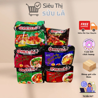 Lốc 5 Gói Mì Tôm Omachi Xốt Bò Hầm, Sườn Hầm, Spaghetti, Tôm chua cay
