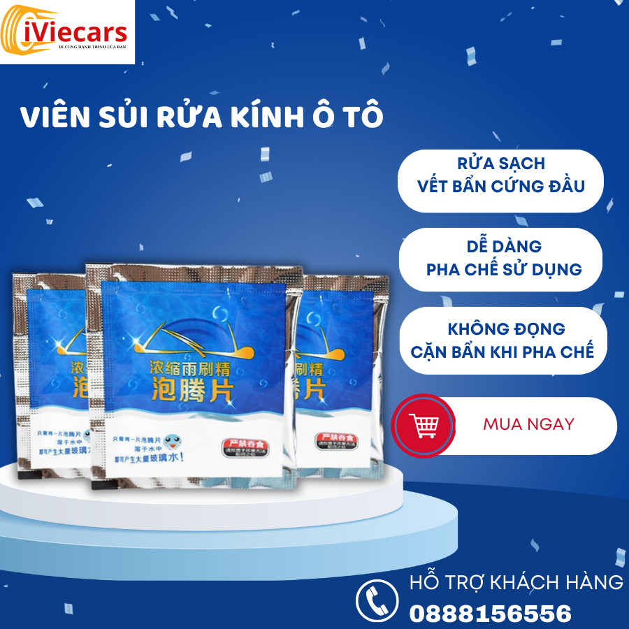 Viên Tẩy Rửa Kính Ô Tô Hỗ Trợ Làm Sạch Kính Hoàn Toàn, Tiện Dụng, Thân Thiên Với Môi Trường Dạng Sủi