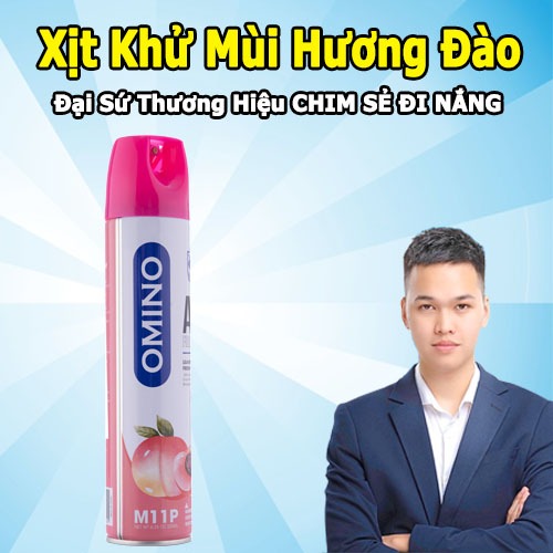 Xịt Hương Đào Khử Mùi Nội Thất Ô Tô OMINO 330ml Chống Say Xe - Chính Hãng Omino