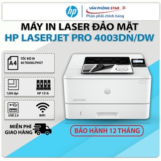 Máy in hp laserjet pro 4003dn/dw, in wifi tốc độ 40 trang/phút, in hai mặt 1200 x 1200 dpi, chính hãng