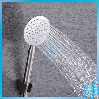 Vòi Sen Tăng Áp Inox Tròn Dẹt, Vòi Sen Tắm Nóng Lạnh SUS 304 Kèm Dây Sen Inox 1.5m Chống Gỉ, Chống Oxi Hóa