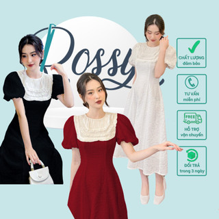 Đầm midi cổ tròn phối ngực trắng 3 màu Rossy Fashion - SR195