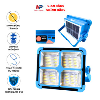 Đèn tích điện năng lượng mặt trời cầm tay đa năng 100W, tấm pin tháo rời dây dài 4m,3 chế độ sáng,có sạc dự phòng 5V...