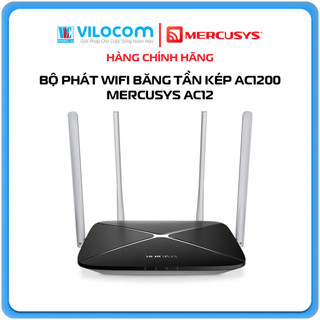 Router Wifi Băng Tần Kép Không Dây AC1200 Mercusys AC12 - Hàng Chính Hãng
